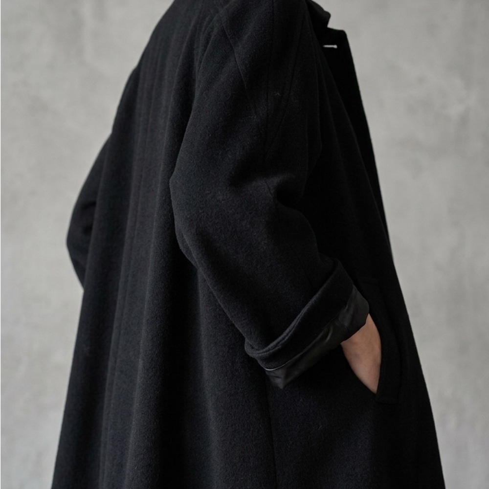 Vtg Worumbo Forstmann Pure Wool Coat Loring Made US Blk Swing Oversized Sz 2XL